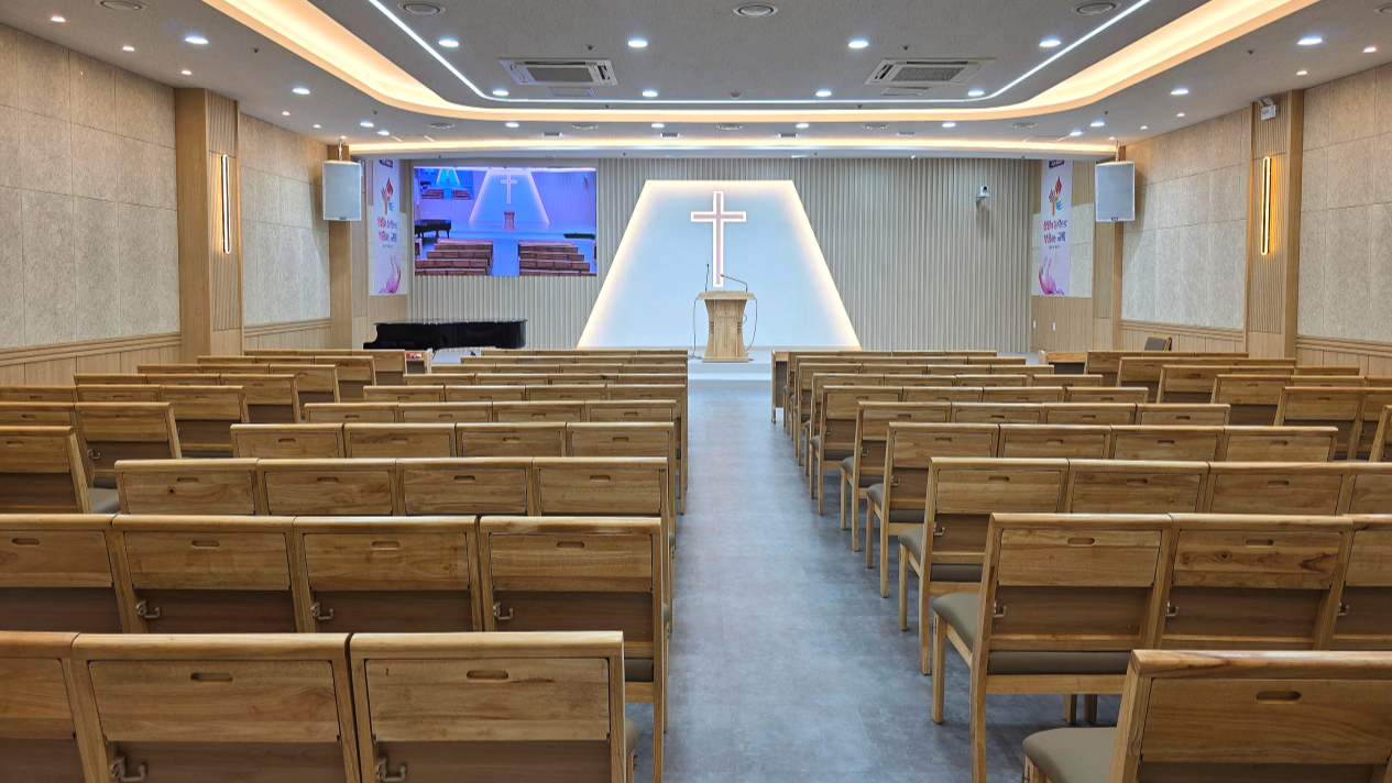 광주 벧엘교회 지하 예배당 인테리어 시공 후 사진